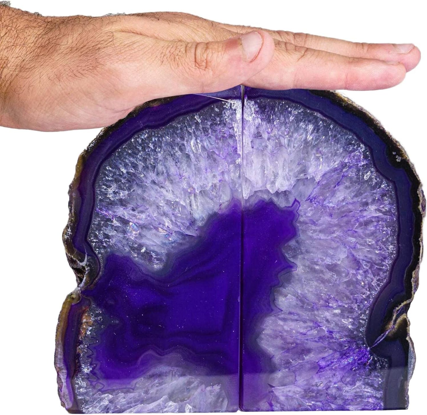 AMOYSTONE Purple Agate Bookends, Minimalist Book Holder for Heavy Books, Book Ends 4-6 LBS Stylish Bookends for Shelves, Office Table, and Home Decor