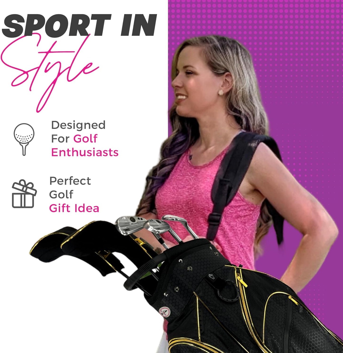 Taboo Fashions Monaco Golf Club Covers for Women - Numbered Golf Headcovers Set for Driver, Fairway and Hybrid Clubs - Weather Resistant, Pack of 4