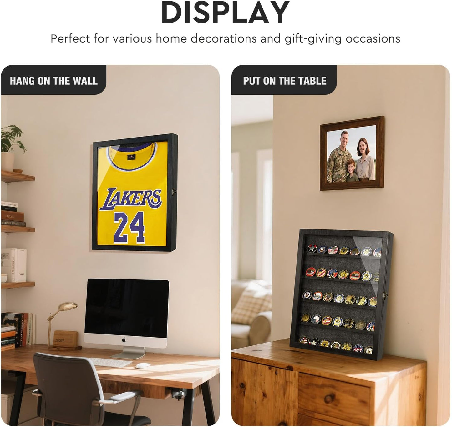 Large Jersey Frame Display Case, Black Shadow Box Frame 13X17 with Slot, for Graduation/Pet/Medal/Coin/Wedding Keepsakes, Anniversary/Birthday/Bridal/Engagement/Wedding Registry/House Warming Gifts