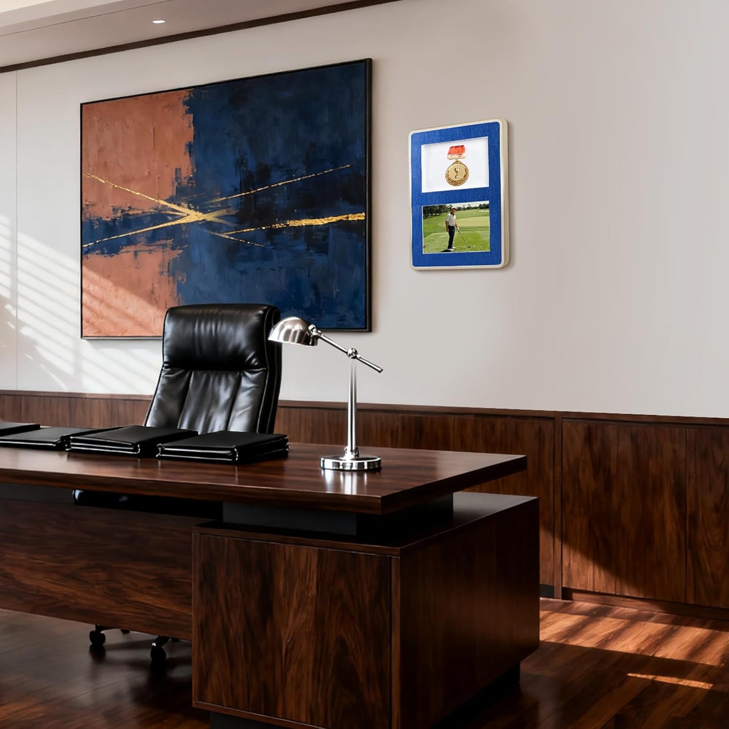 2-in-1 Shadow Box Display -Single Medal,Race Bibs & Photo Display Frame Case, Perfect for Marathon, Race Winner, Soccer, Football, Gymnastics & All Sports Memorabilia(A4 Size)