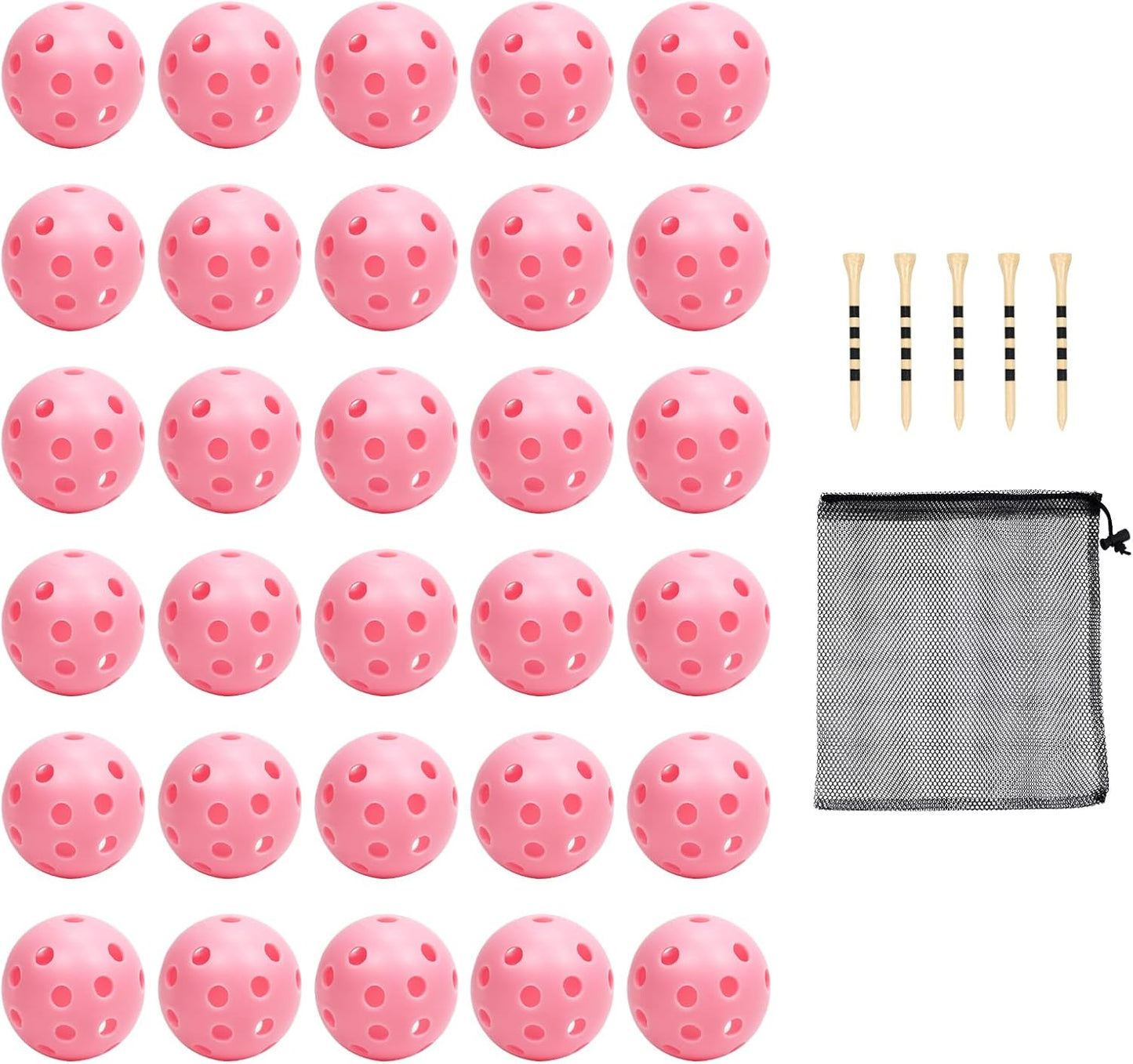 Plastic Golf Balls Practice Limited Flight Golf Training Ball Hollow Swing Practice Indoor Golf Balls with Mesh Drawstring Bag for Backyard Driving Range or Outdoor