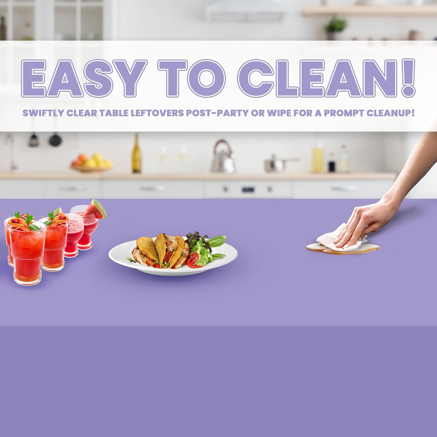 Grandipity 12 Pack Premium Disposable Plastic Tablecloth 54 Inch. x 108 Inch. Decorative Rectangle Table Cover - Lavender