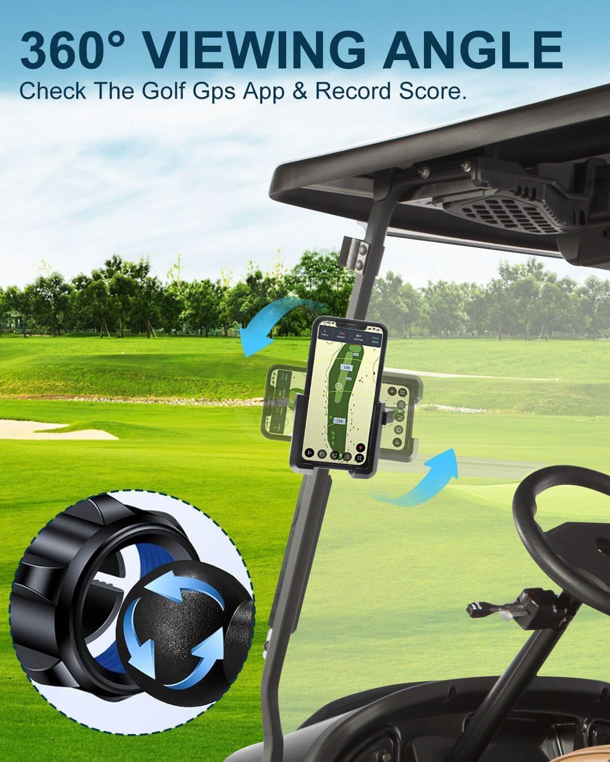 Golf Cart Phone Holder Mount Magnetic with Vibration Dampener Anti Shake, Golf Cart Phone Caddy Compatible with iPhone/Galaxy/Google Pixel/Motorola Fit EZGO/Club Car/Yamaha/ICON/Zone