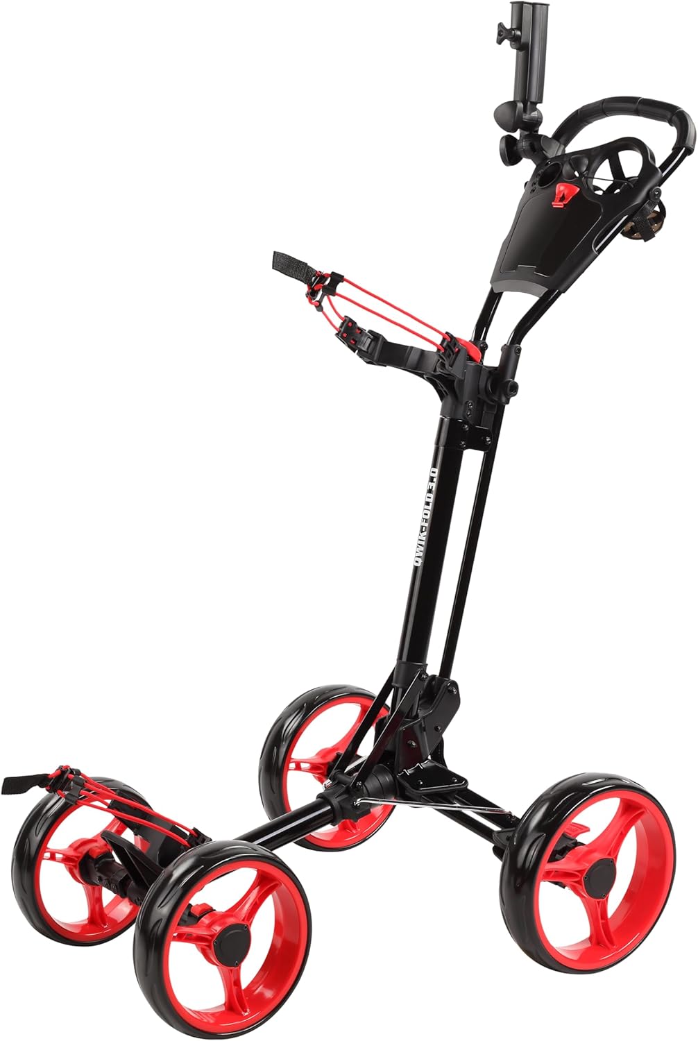 Folding Golf Push Cart 4 Wheel with Foot Brake – 1-Second Open & Close Golf Bag Cart, Adjustable Handle, Ball-Bearing Wheels, Lightweight Aluminum Frame, Umbrella Holder Included