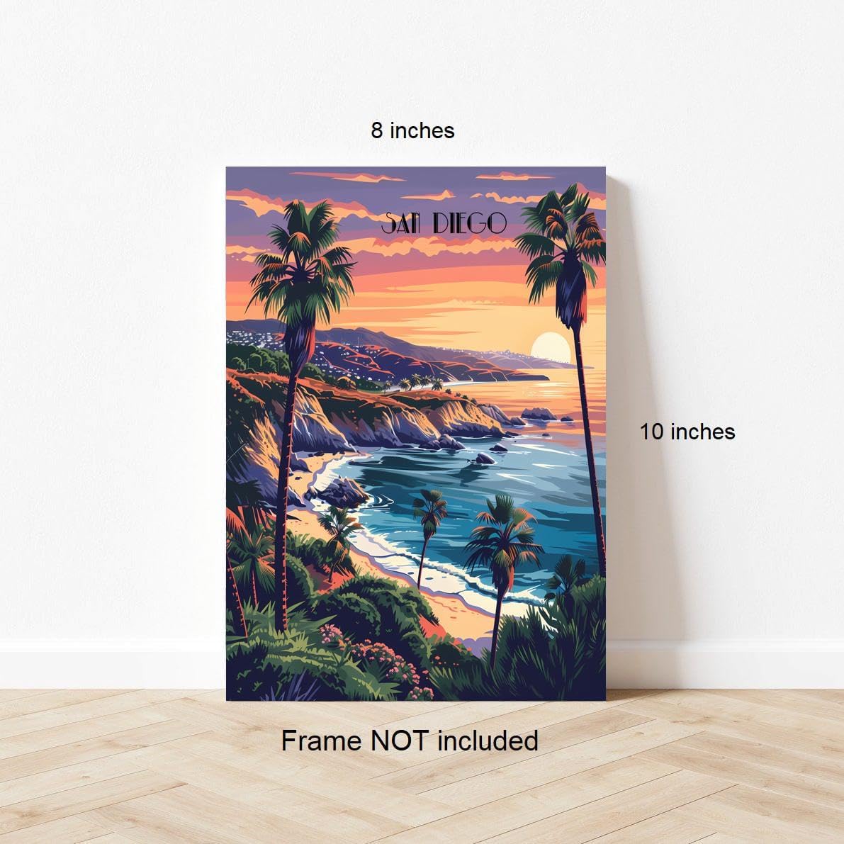 Turnip Designs 8X10 Unframed San Diego California Retro City Urban Landscape Art Print Poster Illustration Home Decor RC018