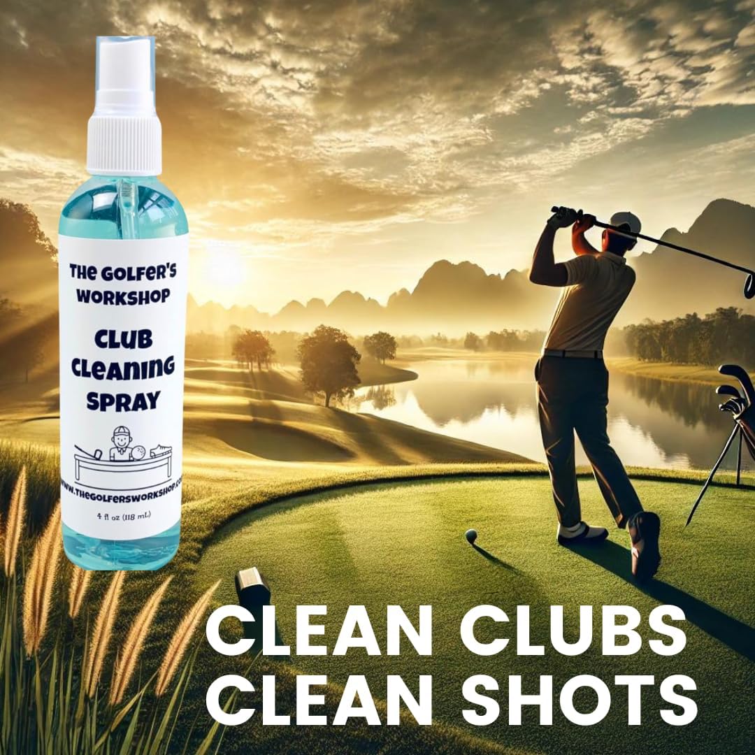 The Golfer's Workshop Golf Club Cleaner – 4oz Portable Spray Bottle | Deep Clean for Clubs, Balls & Grips | Golf Accessory