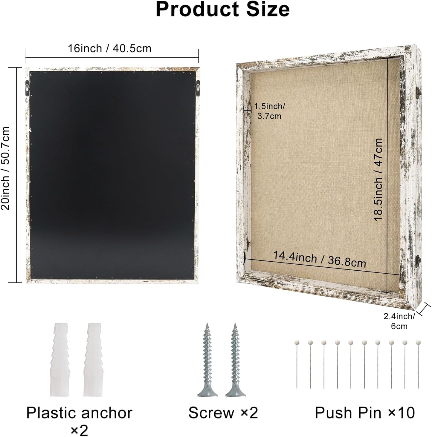 GraduatePro Shadow Box Frame 16x20 Display Case with Linen Back, Plexiglass Window Door with Hinge, Picture Frame Wedding Bouquet Memorabilia Medals Photos Memory Box for Keepsakes Rustic White