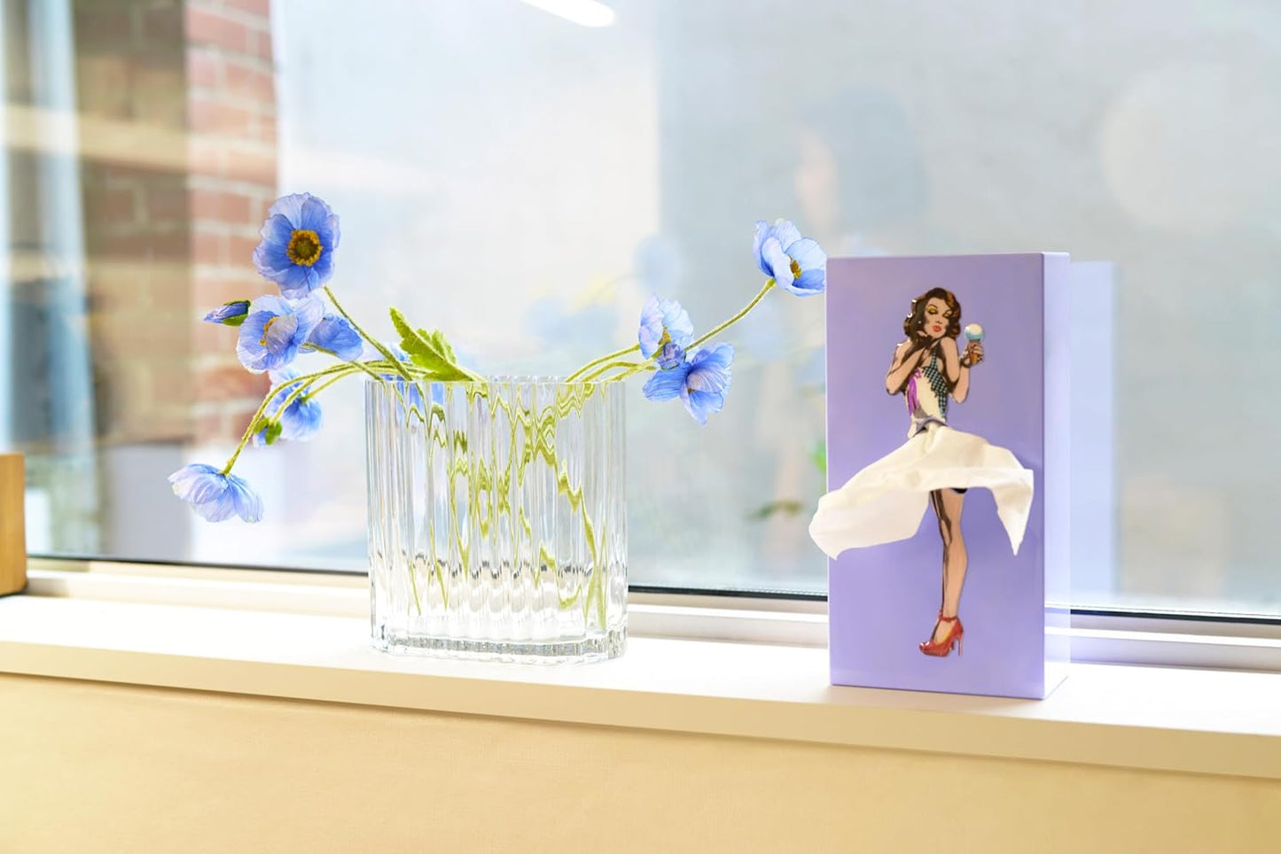 Flying Skirt® Tissue Box - The Original Award-Winning Lady Skirt Design, Resin Pop Art, Weighted Metal Base, Made in Korea, Premium Gifts & Novelty Home Decor by Spextrum (Purple)