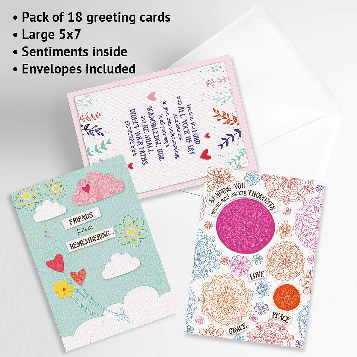 Current Greatest Blessings All Occasion Value Pack - 18 Cards With Envelopes, Celebration, Get Well, Sympathy, Birthday, Anniversary & Thinking of You Variety, Large 5" x 7" Assortment, 9 Design Set