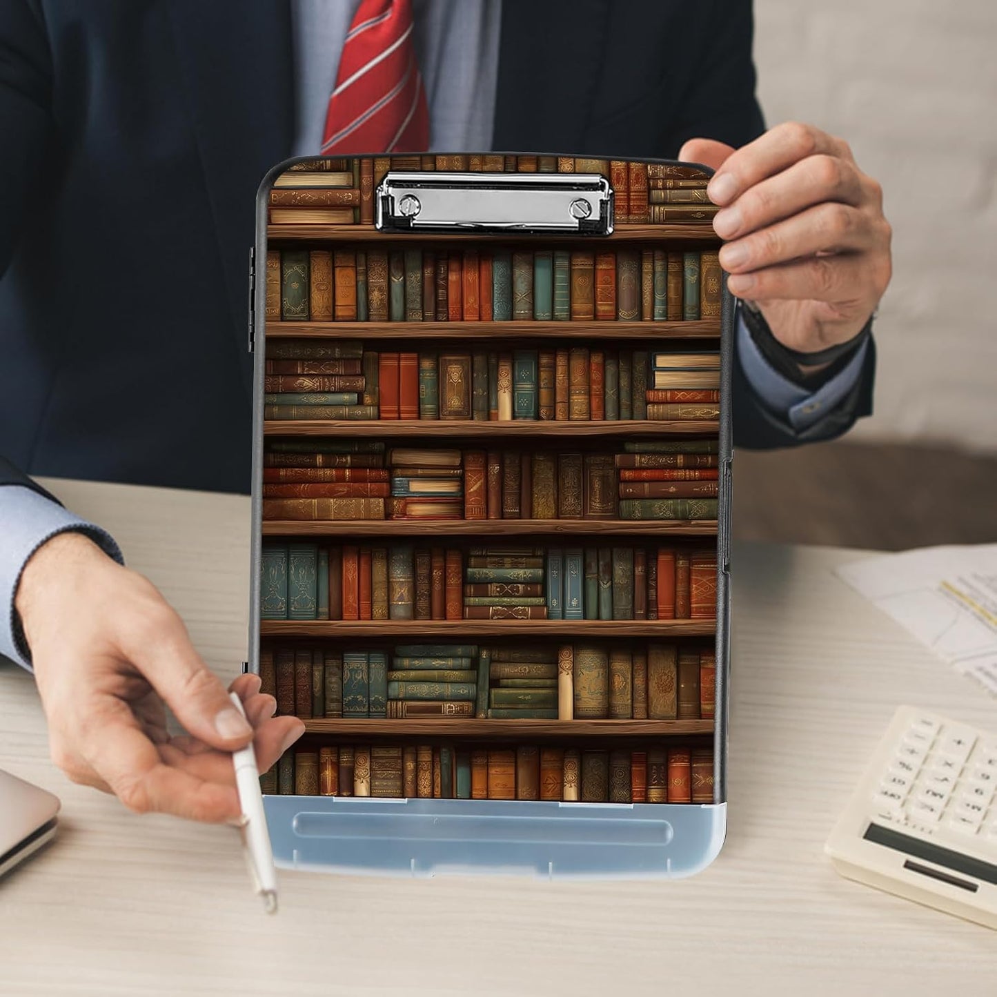 Clipboard with Storage - Large Capacity,Nursing Clipboard with Pen Holder,Heavy Duty,Plastic Side-Opening Folder for Teacher,Nurse - Library Bookshelf