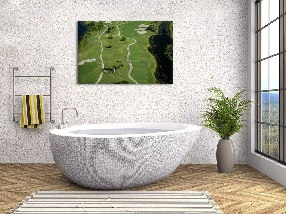 chenchenArt Florida Community Golf Course Wall Art for Living Room Bedroom Bathroom Home Decorations Golf Course Picture Poster Canvas Prints Modern Artwork Framed Ready to Hang(12''H x 16''W)