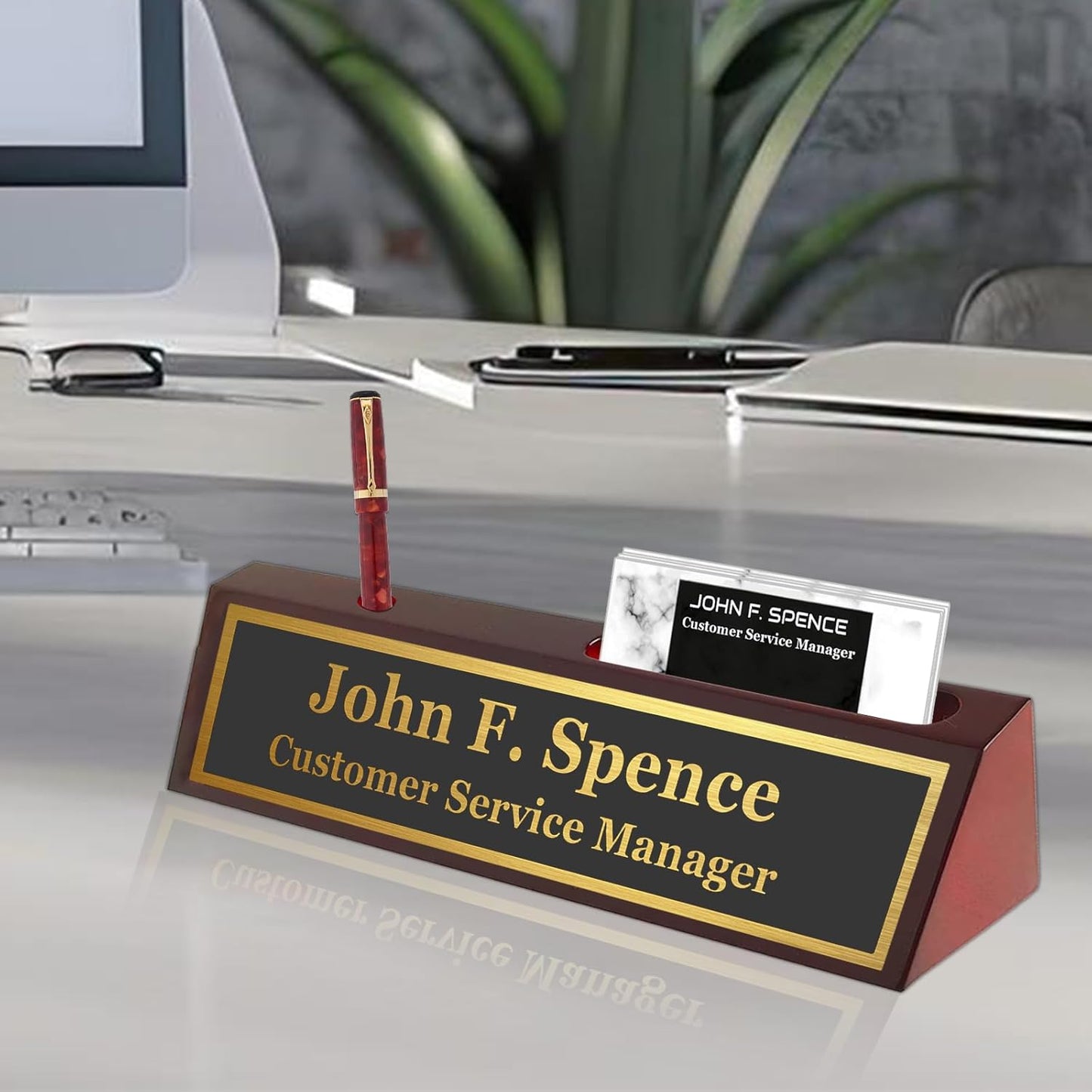 Custom Wooden Personalized Desk Name Plaque with Name Title - Office Desk Accessories & Gifts for Coworkers, Employees, Manager, Boss, Teacher