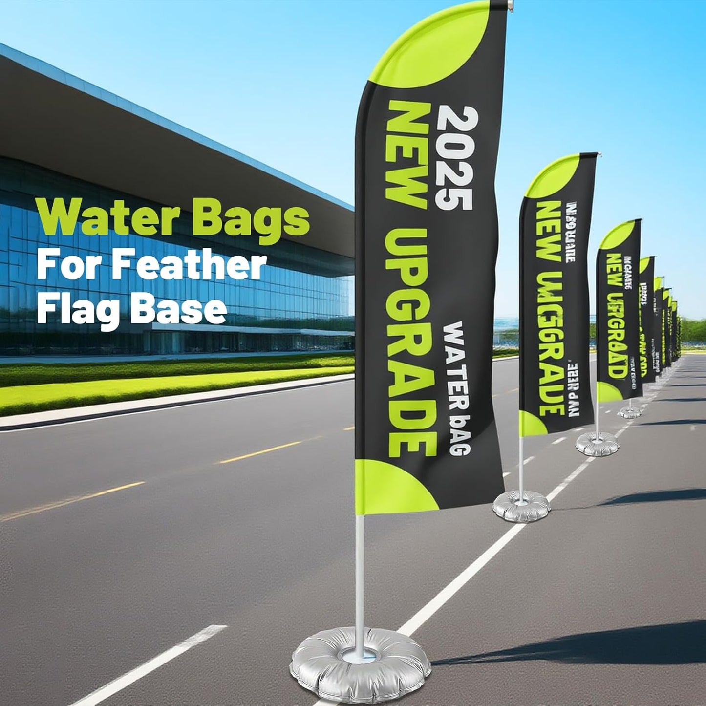 2 Pack 20 in Water Weight Bag for Feather Flag Base & Beach Umbrella - Thickened PVC Water Fillable Base for Feather Flag Beach Umbrella and Photography Stand, Collapsible Flagpole Base, 28 lbs Each