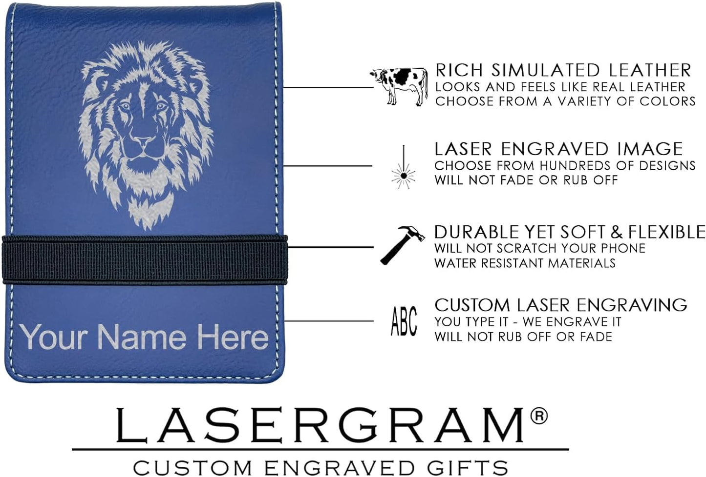 LaserGram Mini Padfolio with Notepad and Pen, Golfer Golfing, Personalized Engraving Included (Dark Blue)