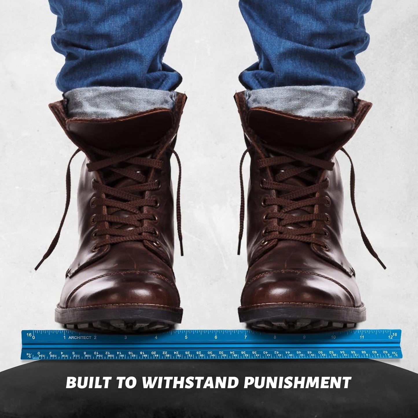 Architectural Scale Ruler, Imperial Measurements 12'', Laser-Etched Aluminum Architect Triangular Ruler for Architects, Students, Draftsman, and Engineers(Blue)