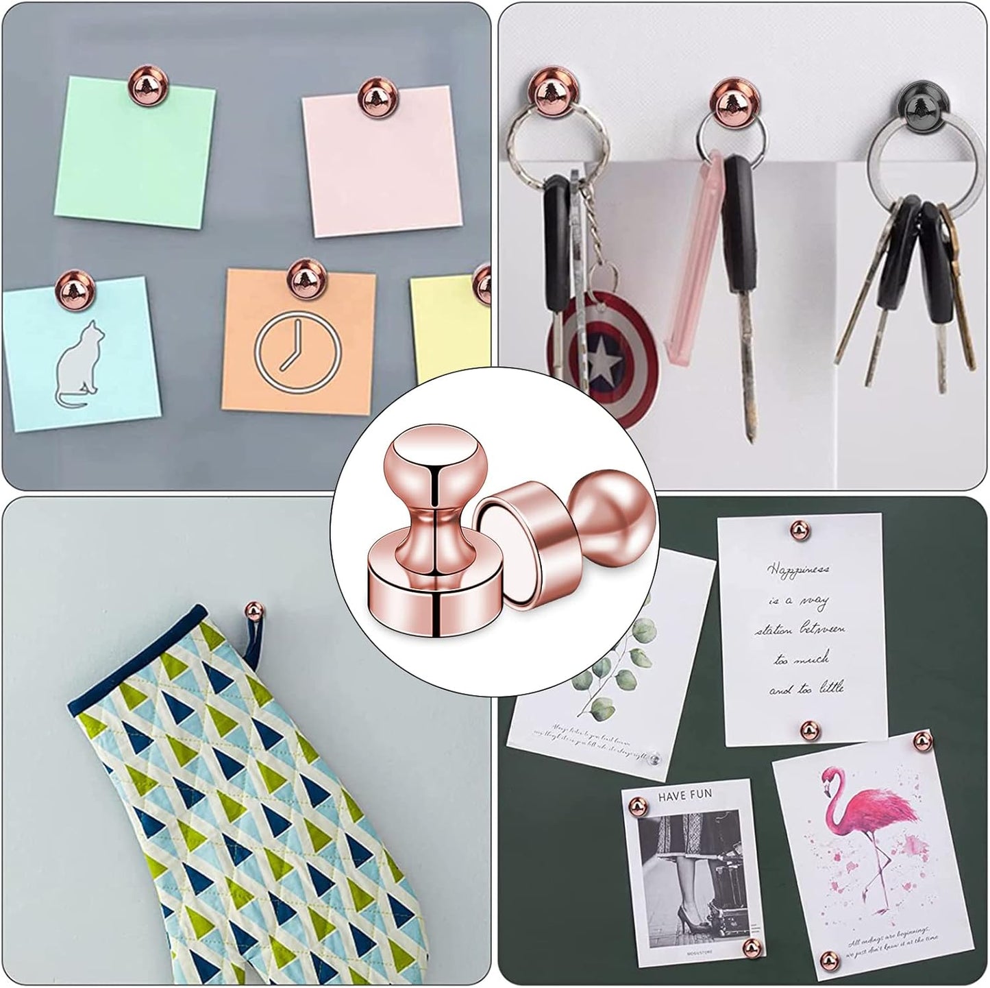 LOVIMAG Fridge Magnets 20Pcs Refrigerator Whiteboard Small Strong Magnet Classroom Kitchen Accessories Decorative Locker Set Decor Must Haves Office Calendar Refrigerador Magnetic Cute Rose Gold