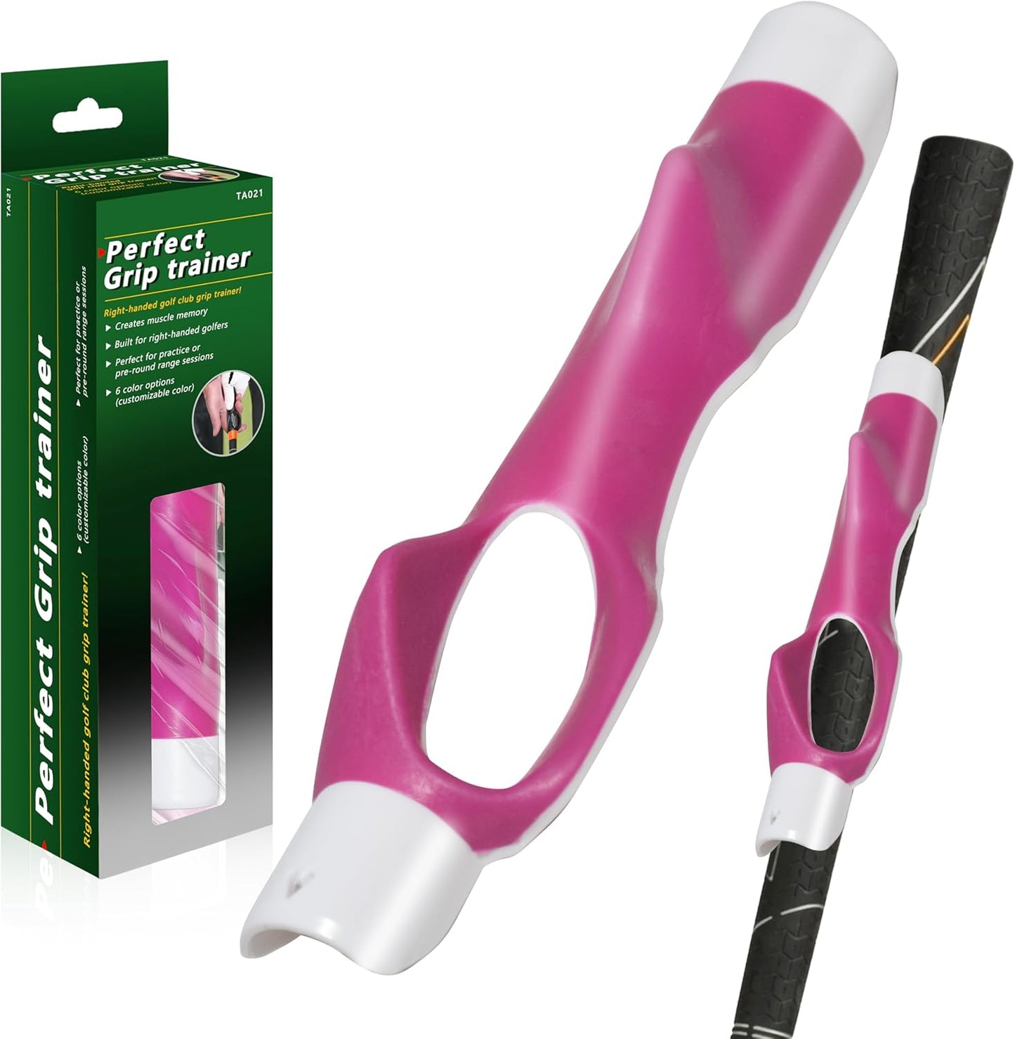 Golf Grip Trainer,Golf Club Grip Trainer Right Hand,Golf Grip Swing Training Aid for Golfer Proper Hand Position,Attaches to Most Golf Handles