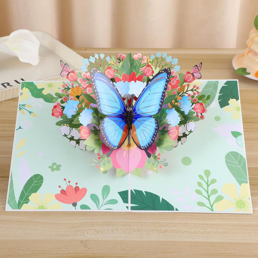 3D Butterfly Greeting Cards, Flowers Pop Up Birthday Cards, for Mom, Sister, Grandmother, Wife, Daughter, and other women, with envelope