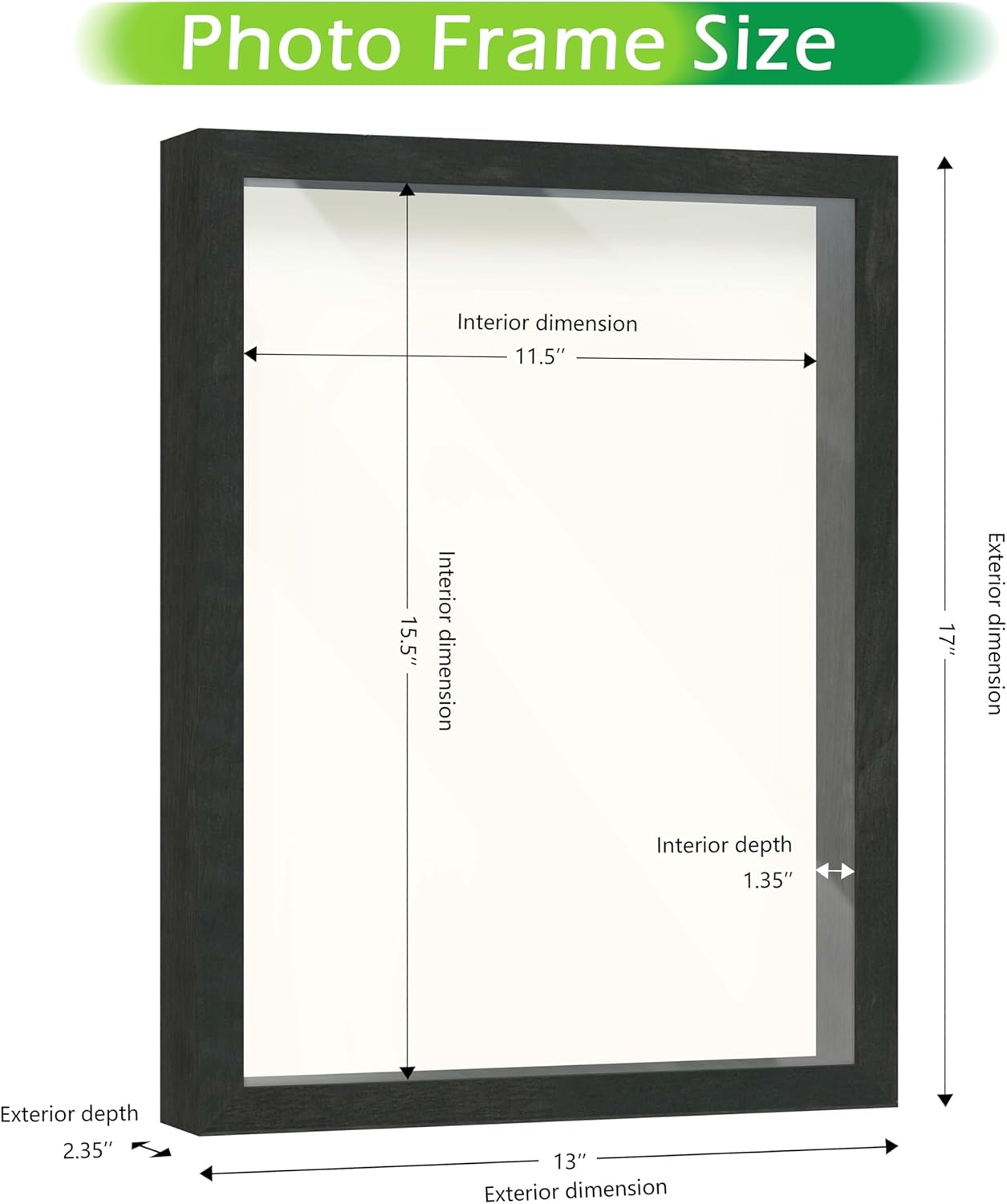 FrameWorks 12x16 Driftwood Wooden Shadow Box Frame – Soft Felt Back, Tempered Glass, and Included Elegant White Ball Push Pins