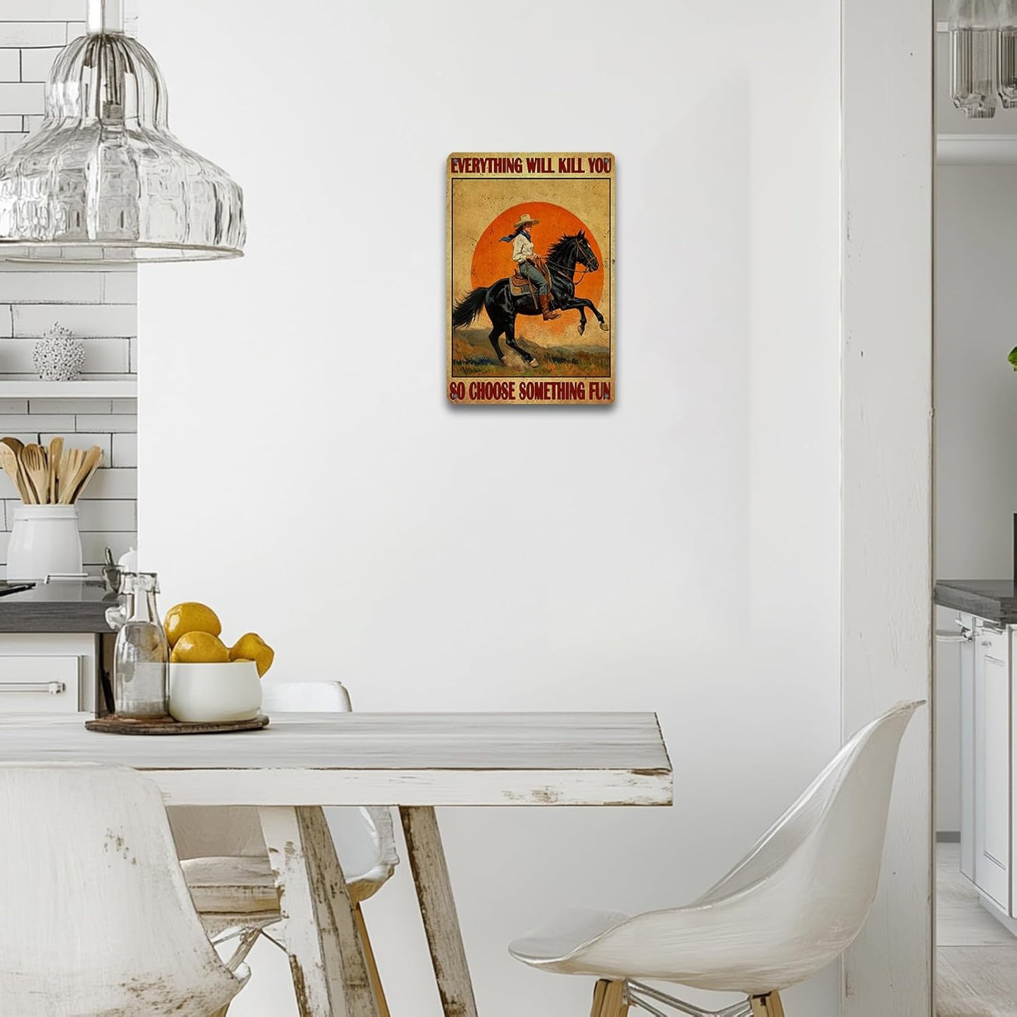 Funny Western Cowboy Metal Tin Sign 8x12 Inch Everything Will Kill You So Choose Something Vintage Western Cowboy Tin Sign Home Kitchen Garden Restaurant Man Cave Wall Decor