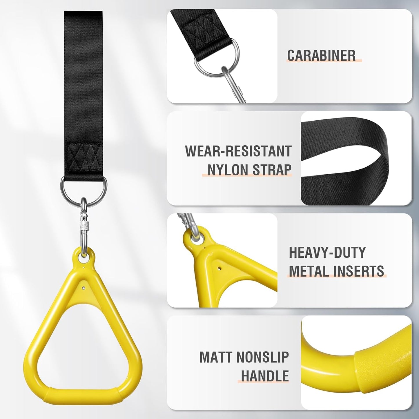 LadyRosian Trapeze Bar Swing Monkey Bars Hanging Ninja Rings Warrior Slackline Obstacle Course Kits for Kid Playground Equipment Accessories (Yellow)