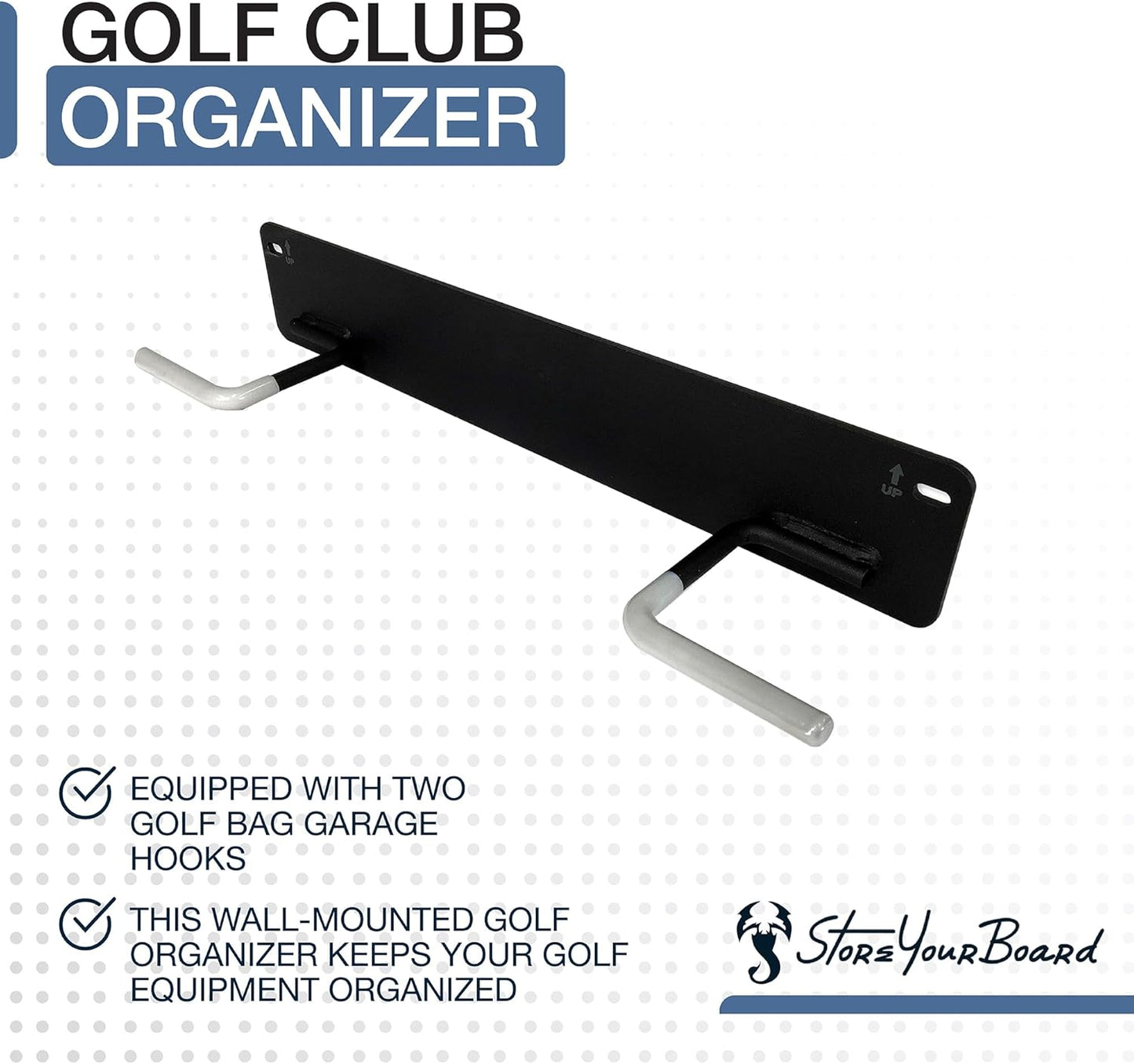 StoreYourBoard BLAT 2 Golf Bag Wall Mount | Home & Garage Storage Hooks | Golf Bag Holder | Heavy-Duty Wall Mount Organizer for Golf Bags & Accessories