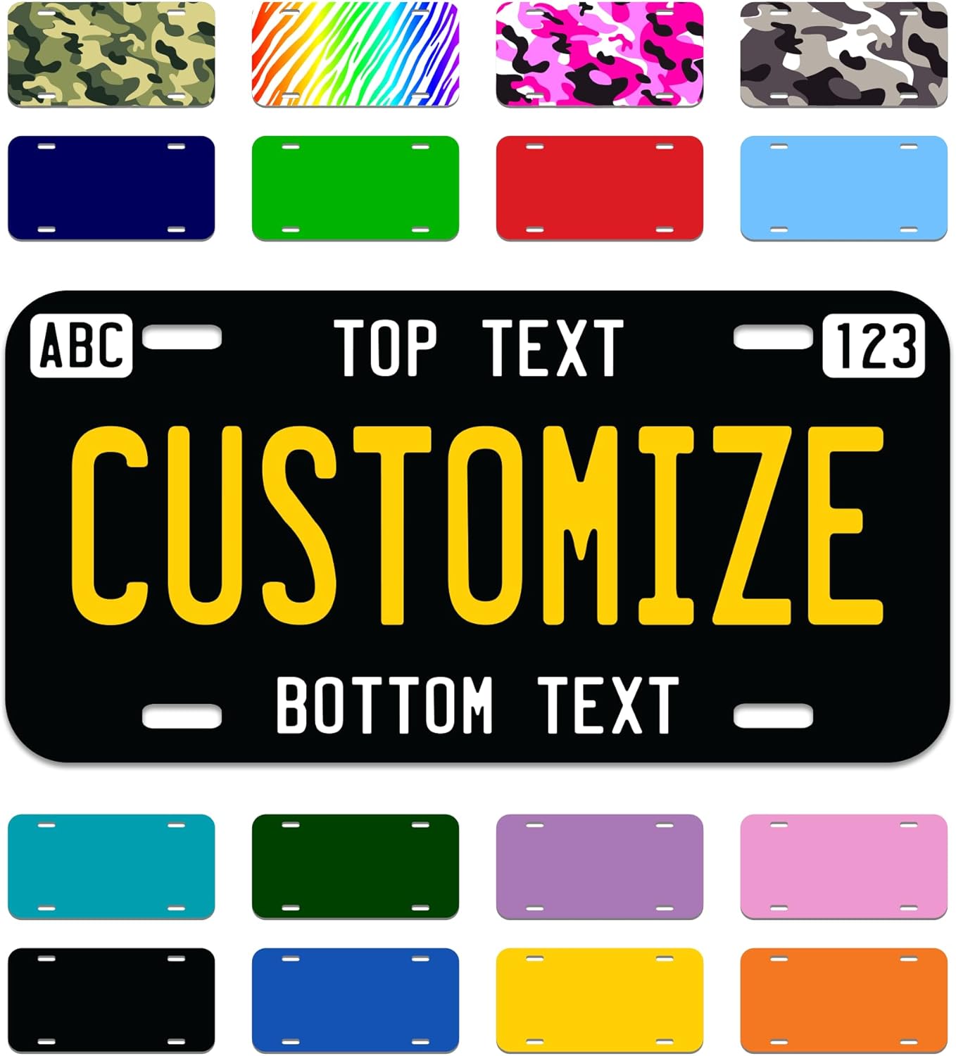 Custom Vanity Plate – Add Top Corner Text – 4 Sizes – 12x6 Aluminum Tag – Personalized Sign for Garage, Car lovers, or Man Cave – Thick .040 Aluminum