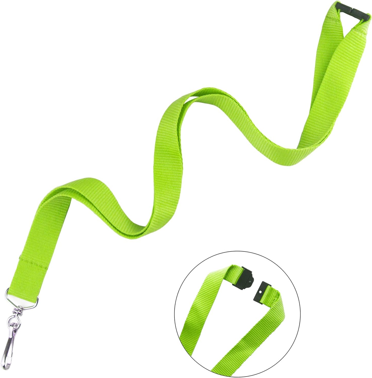 12 Pack Breakaway Lanyards for ID Badge Holder, Durable Neck Straps for Schools, Office, Cruise, Apple Green