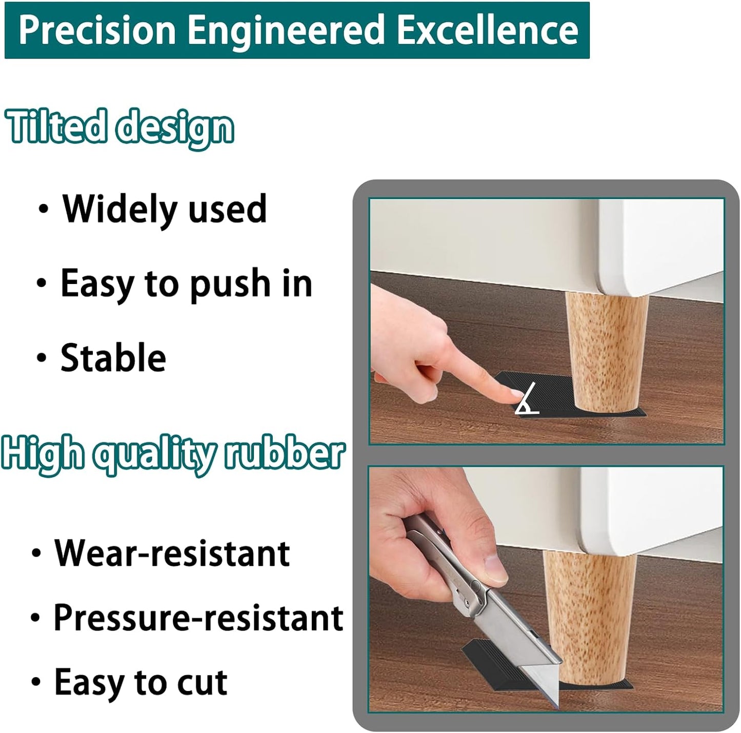 Furniture Levelers, 20Pcs Flexible Multi-Purpose Rubber Shims for Leveling - Prevent from Wobbling for Furniture Toilet (Black)