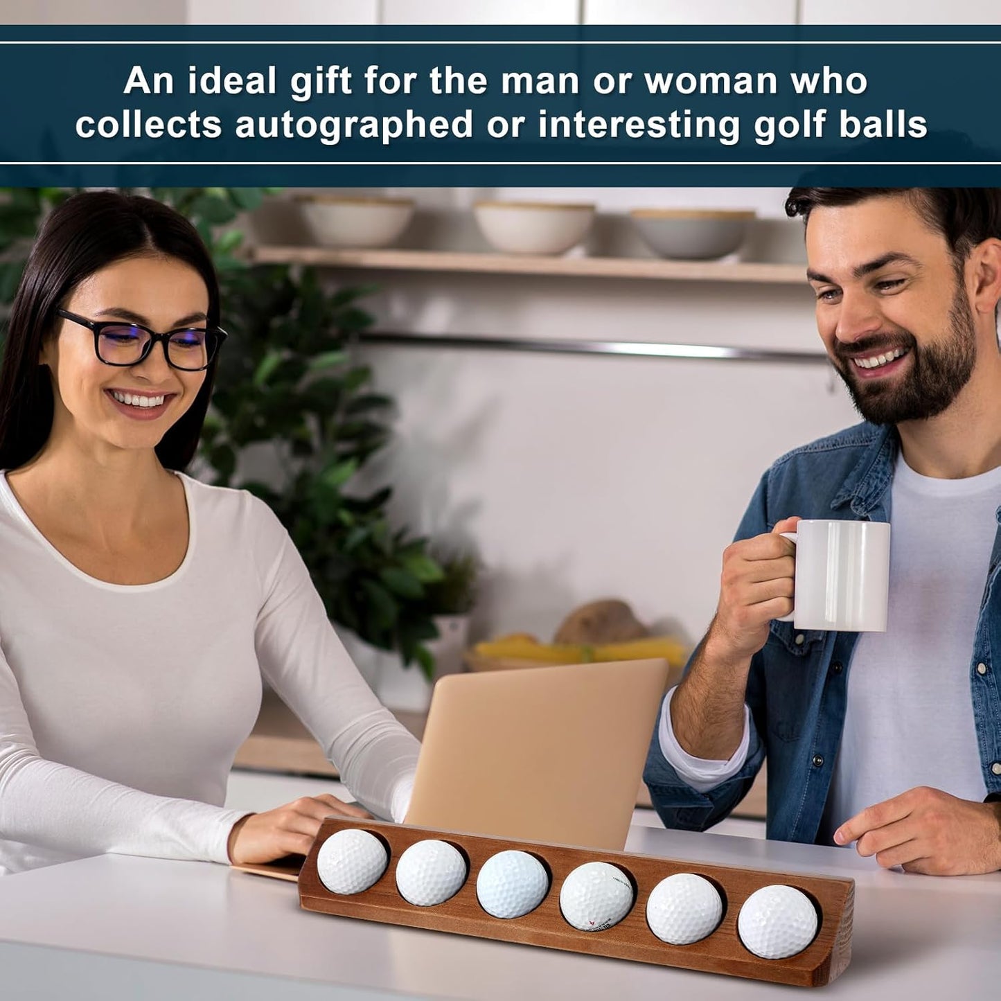 1 Pack Wooden Golf Ball Display Case 6 Standard Size Wall Mount Golf Ball Stand Holder Display for Collector Sport Memorabilia Accessories Gift (Walnut Color)