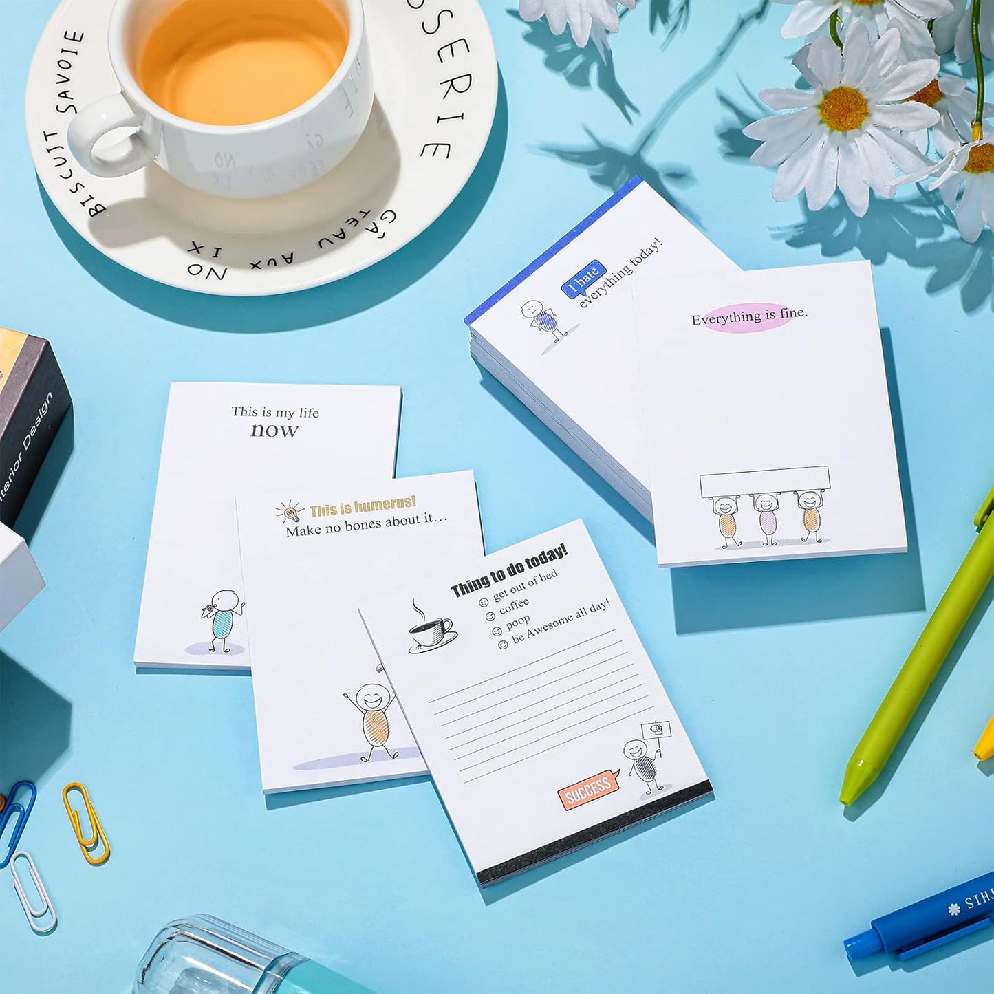 Funny Notepads with Sayings Sticky Funny Office Supplies to Do List Sarcastic Work Assorted Notepad for Workers, 12 Designs, 3 x 3.93 Inch(Minimalist Style)