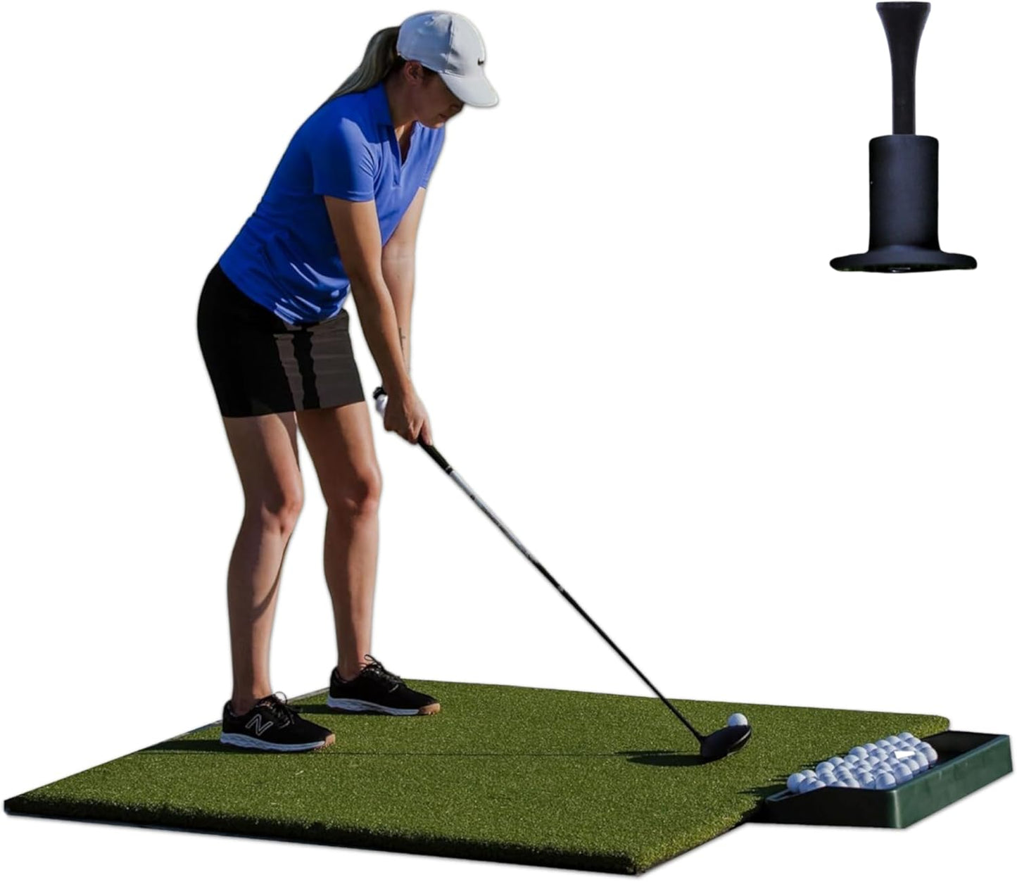 Original Country Club Elite by Real Feel Golf Mat 5x5 ft, Thick Outdoor & Indoor Turf Practice Mat with Real & Rubber Tee Compatibility | Heavy Duty Advanced Rubber Backing Training Mat | Zero Bounce