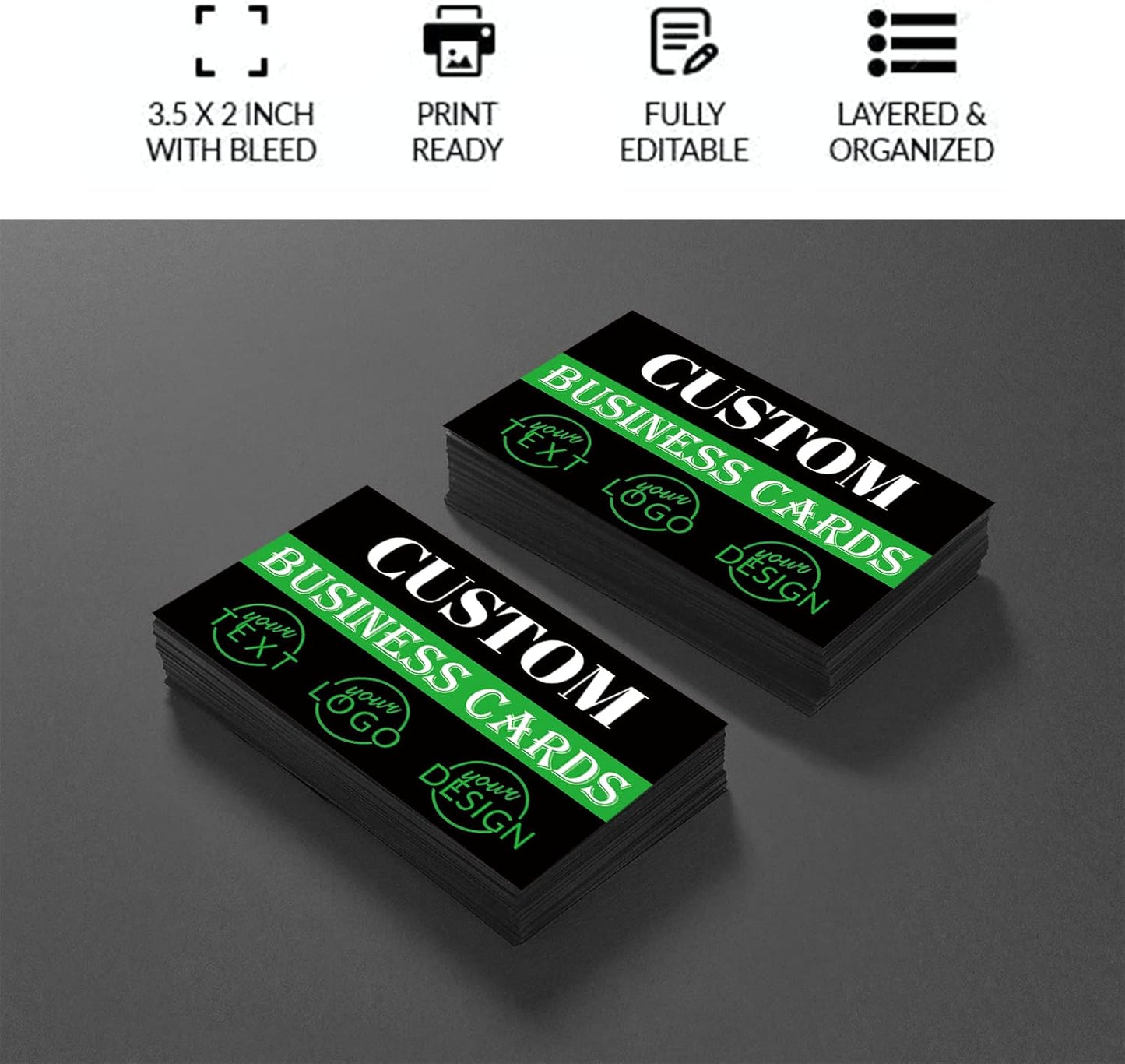 Custom 100PCS Double-sided Printing Business Cards - Customize with Your Logo - Personalized 3.5"x 2" Cards