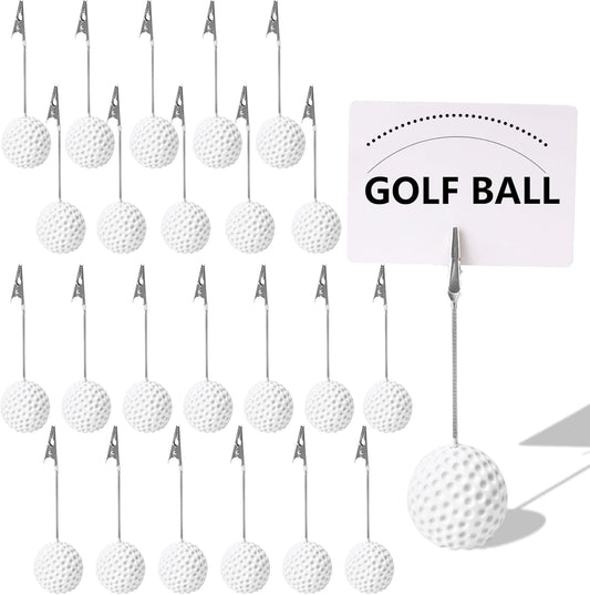 24 Pcs Golf Ball Card Holder Golf Sports Ball Base Memo Clips Stand Note Paper Clips Pictures Display Alligator Clips for Wedding Party Decoration Office Menu