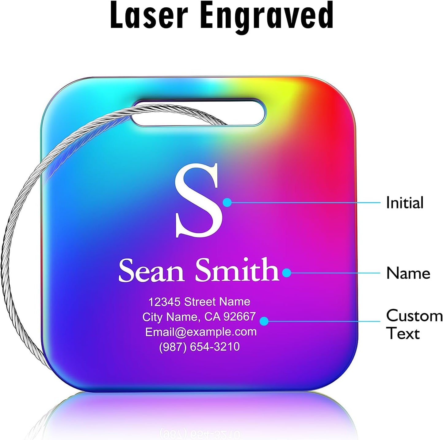 Luggage Tags for Suitcase - Personalized Engraved Rose Gold Metal Tag for Cruise Travel - Custom Name Tags Suitable for Bags and Backpacks