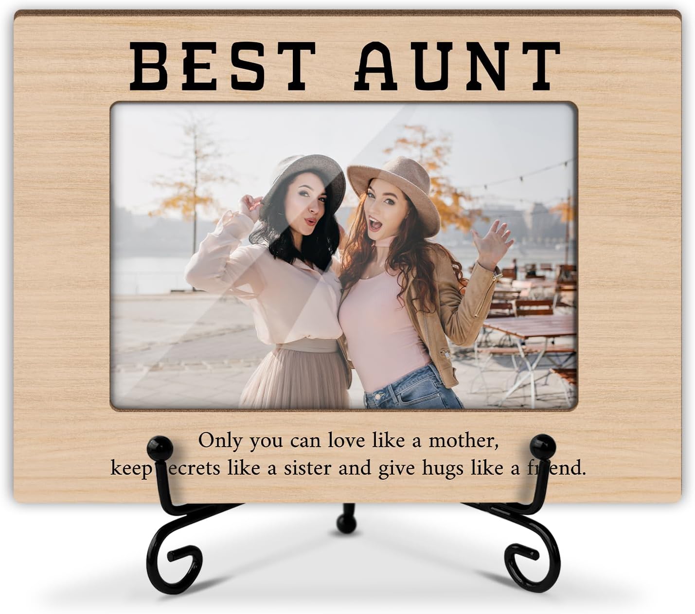 Aunt Picture Frame, Wooden Photo Frame with Stand, Aunt Gifts Birthday Gifts for Women Aunt Auntie Mom, Home Office Desk Decor Photo Frame Tabletop Display -xk24
