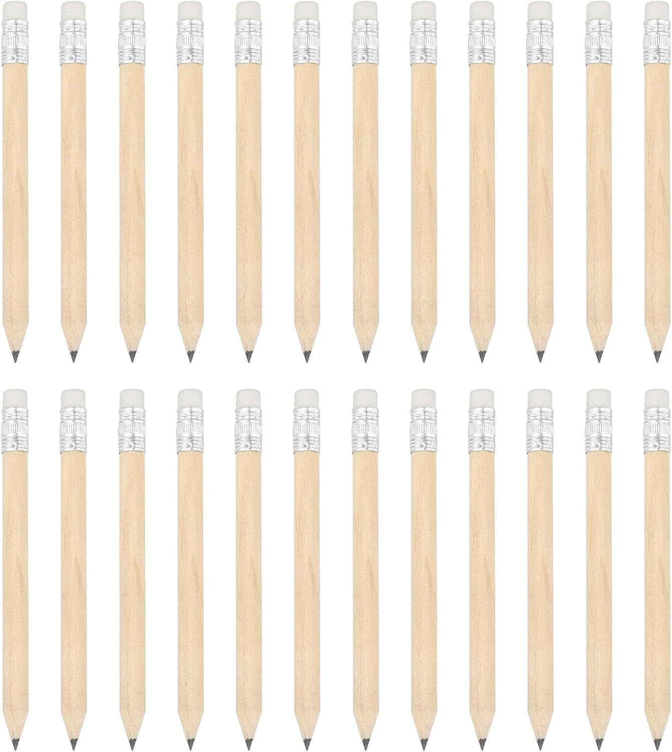 PATIKIL Half Golf Pencils Bulk, 24 Pack Pre-Sharpened Short Hexagon Wooden Pencils Mini HB Graphite Woodcase Pencil with White Eraser for Classroom Office Writing Supplies