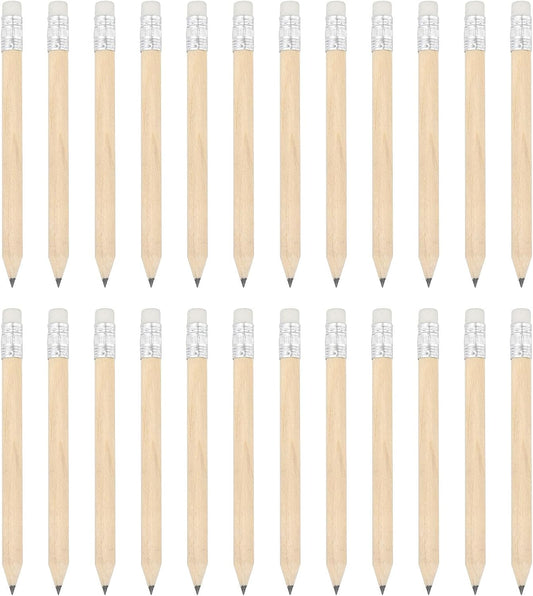 PATIKIL Half Golf Pencils Bulk, 24 Pack Pre-Sharpened Short Hexagon Wooden Pencils Mini HB Graphite Woodcase Pencil with White Eraser for Classroom Office Writing Supplies