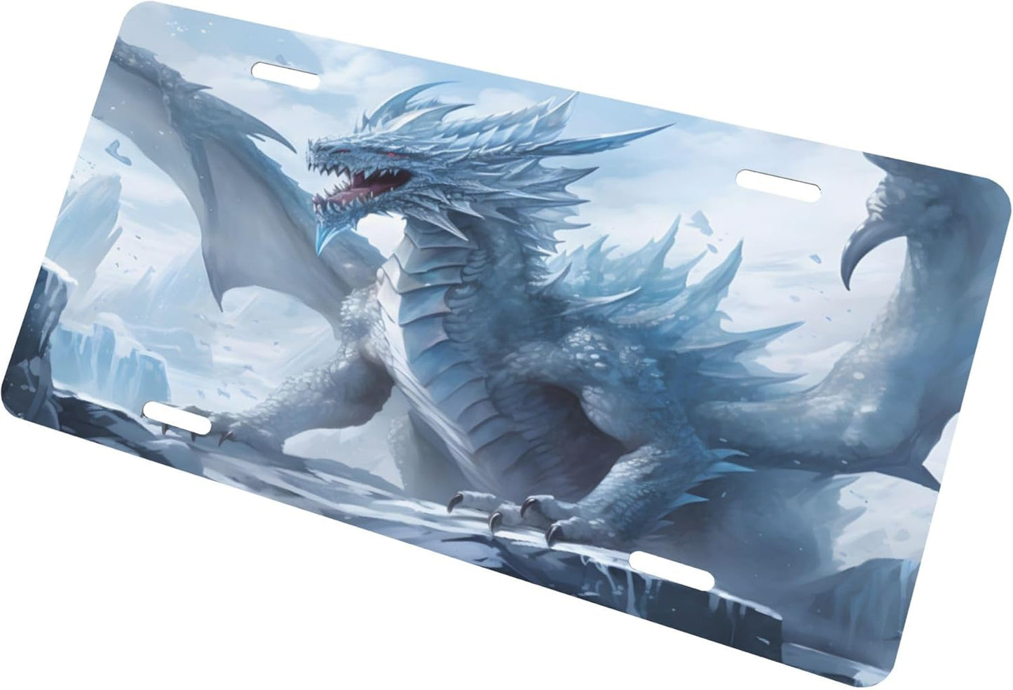 Dragon Animal Blue License Plate Funny Aluminum Front License Plates Decorative Waterproof Rust-Free Metal Car Plate Covers for Women Men Car Tag Accessories fit Truck SUV Rv 12 X 6 Inch