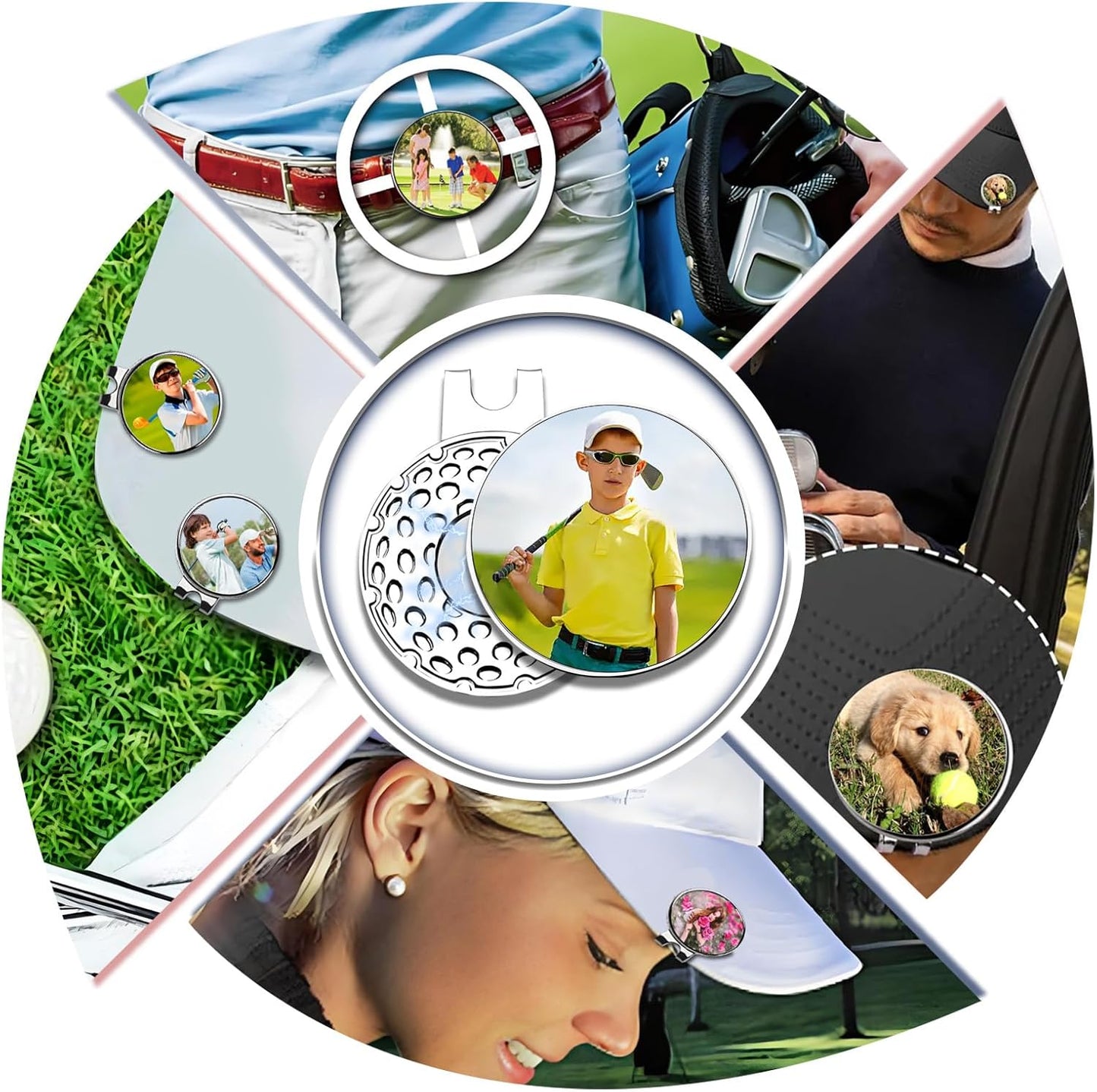 Custom Golf Ball Marker with Magnetic Hat Clip Personalized Photo Logo Text Name for Men Women Golfers Gifts for Dad Boyfriend Golfe