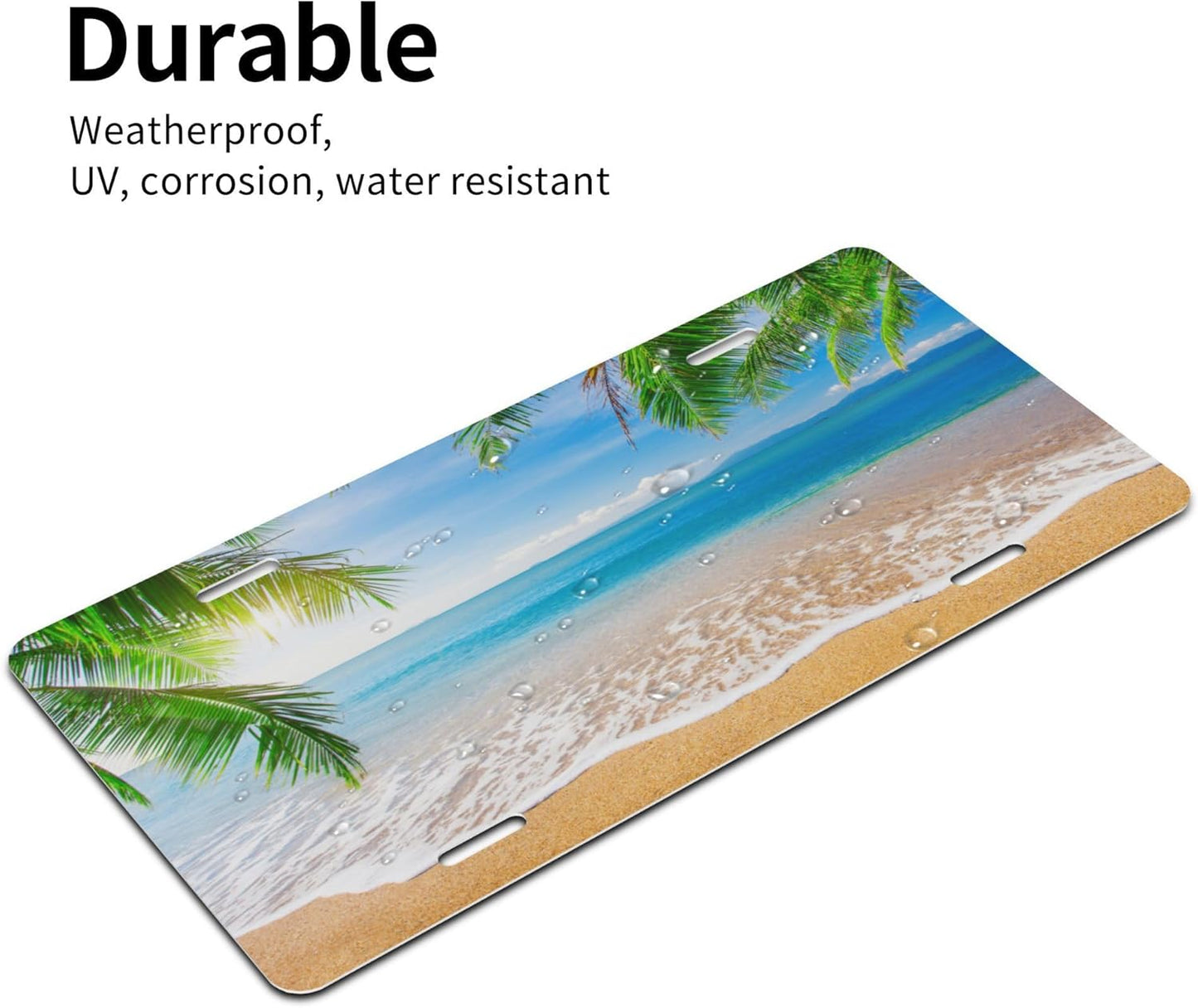 Custom License Plate Personalized Palm Tree Beach Funny Aluminum Front License Plates Decorative Rust-Free Metal Car Plate Covers for Women Men Car Tag Accessories fit Truck SUV 12 X 6 in