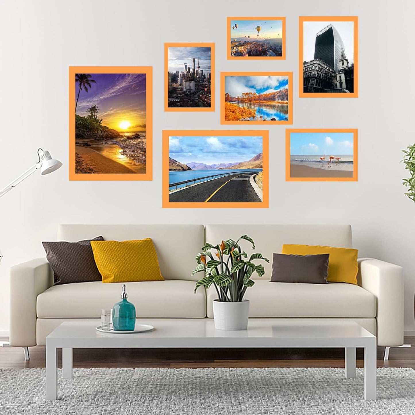 10x14 inch Wood Picture Frames for Wall Hanging,Diamond Painting Frames Rectangle Baby Scan Picture Frame for Family Walls Decoration,Anniversary,Wedding,Christmas,Halloween,Shower,Certificate (Orange)