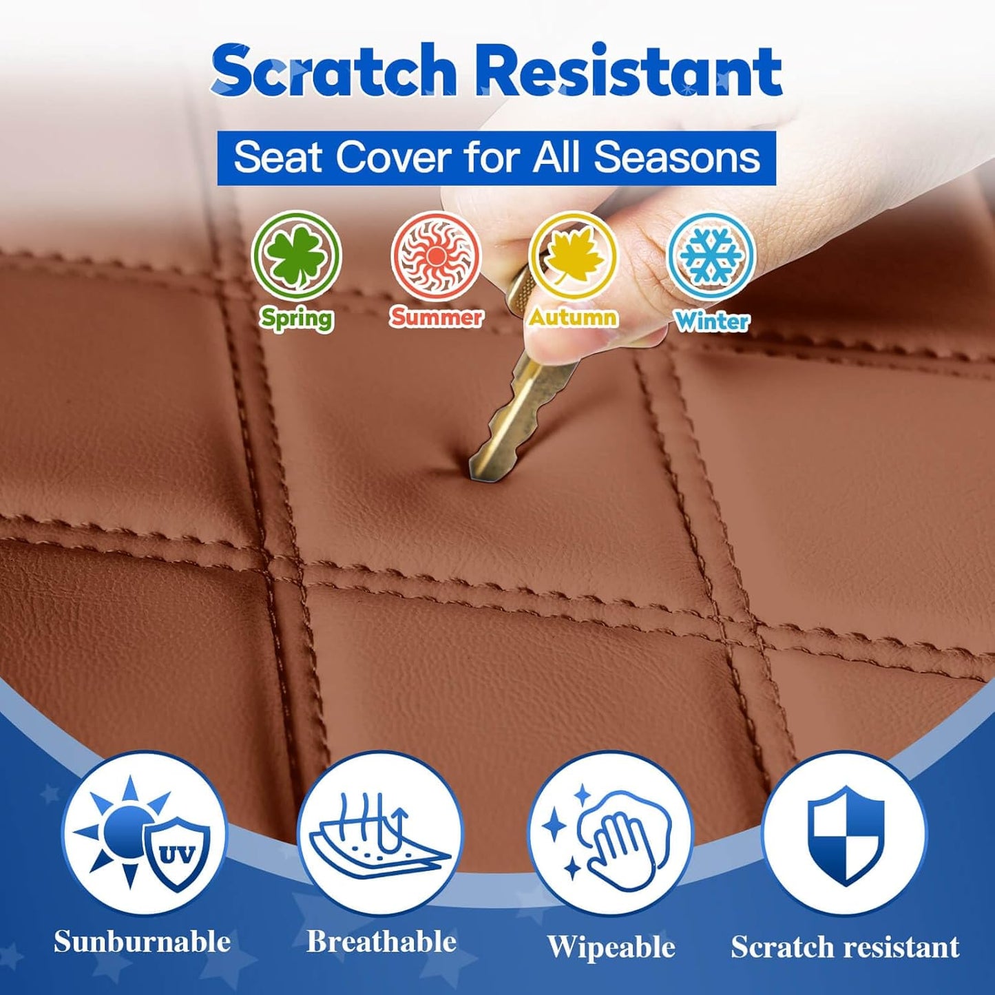 NOKINS Golf Cart Seat Covers Fit Club Car Precedent/DS/EZGO RXV/TXT/Yamaha Drive Aftermarket Standard Rear Seat Cushion, No Stapler, Multiple Colors&Breathable (Dark Brown&Black)