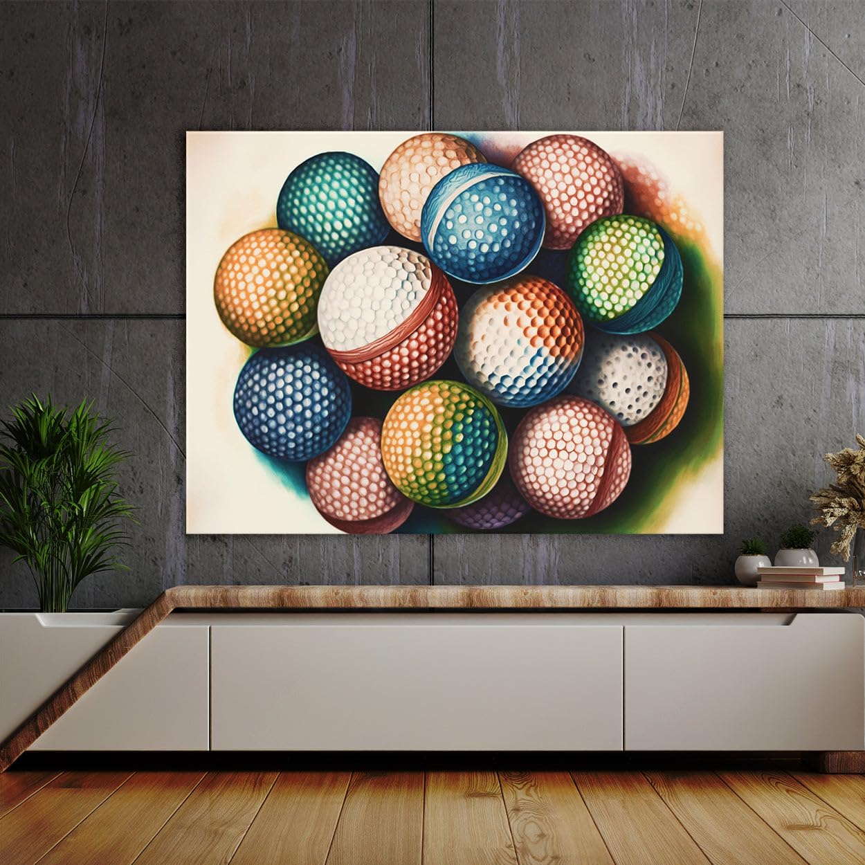Sense Canvas Golf Ball Watercolor 29 Canvas Art - Home Decor Wall Art Print Poster Painting X-Large 48x36 / 0.75"