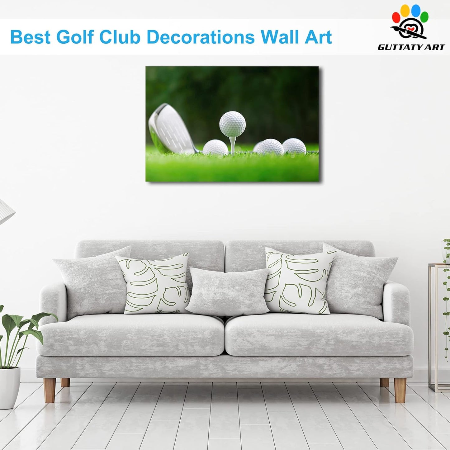 Golf Canvas Wall Art, Golf Course Wall Art Painting Prints for Living Room Wall Decor, Close Up of Golf Balls Poster Picture for Bedroom Decor, Framed Artwork for Office Home Decoration 24x36 Inches
