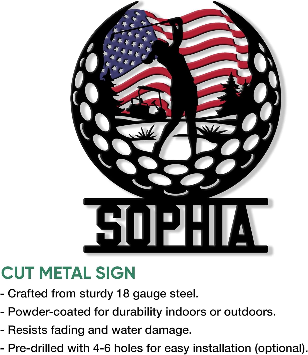 Personalized Golf Metal Sign – Custom Name Wall Decor for Clubhouse, Home, or Office – Great Gifts for Golfer, Dad, Mom, Son, Daughter, or Coach on Birthday or Special Occasion