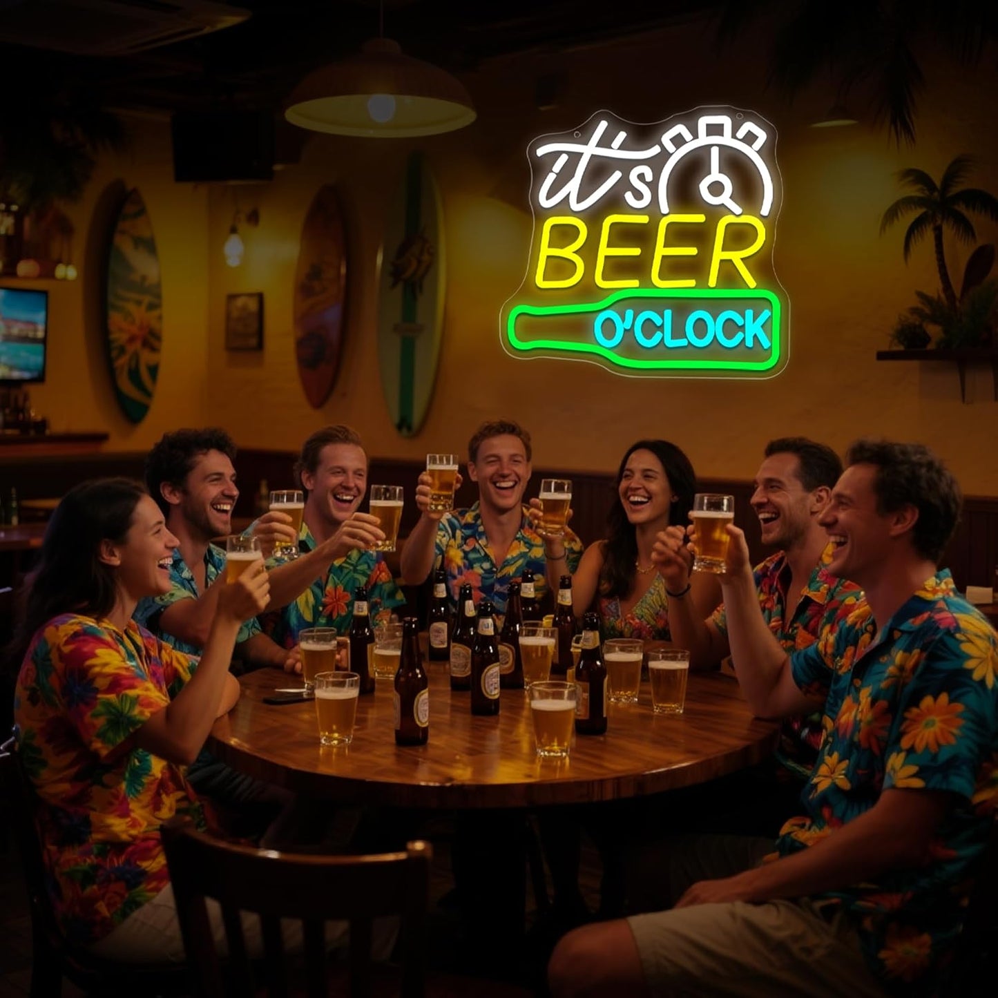 Its Beer O’Clock Neon Sign for Wall Decor Beer Neon Light for Man Cave Dimmable LED Light for Bar Pub Party Restaurant Christmas Birthday Gift Art Size 12.6 * 11.8In (WZCP164)