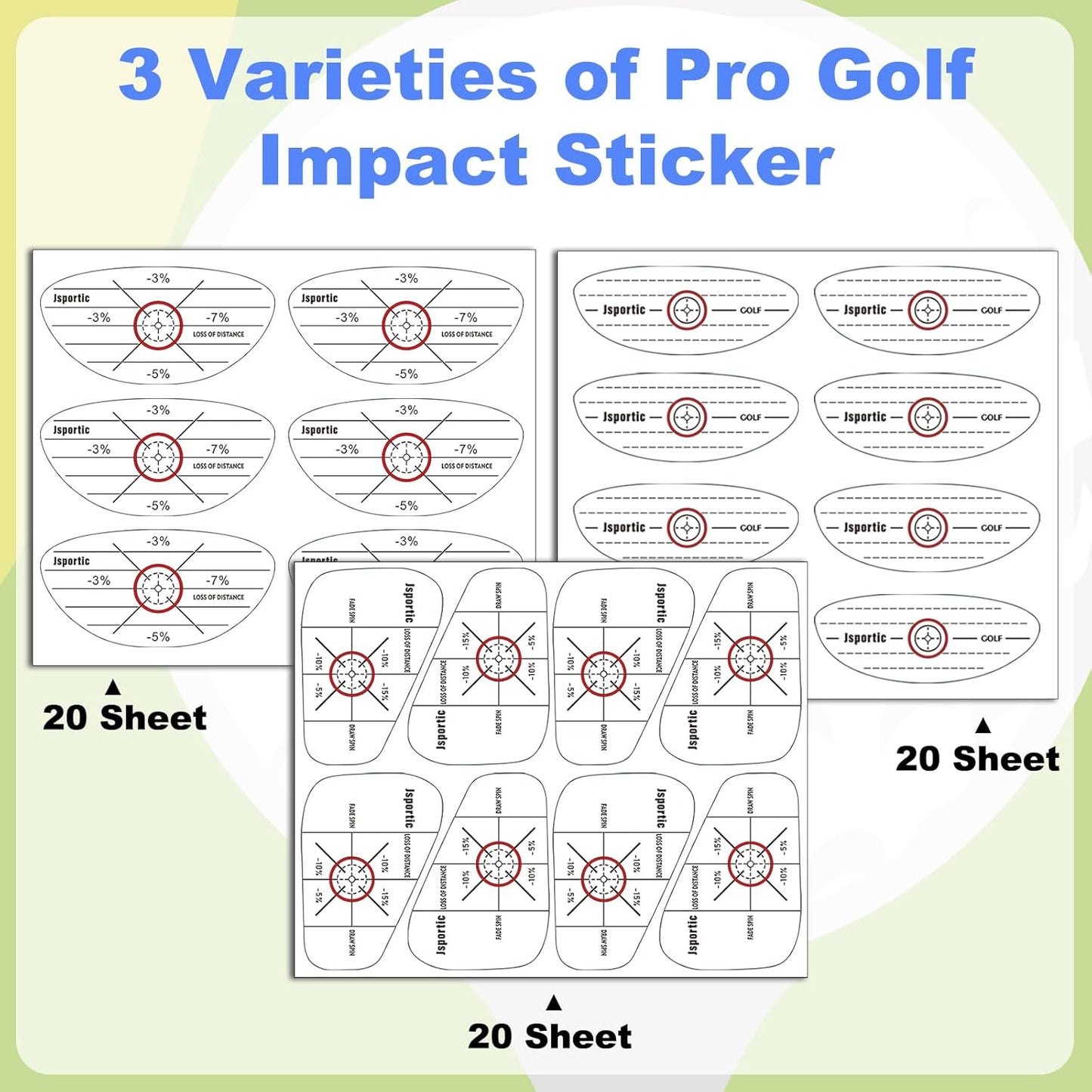 Golf Impact Tape Clear Golf Club Stickers for Accurate Ball Striking Sticky Golf Pro Club Sweet Spot Analysis Improves Skills Quality Training Aid for Golf Beginners and Fans