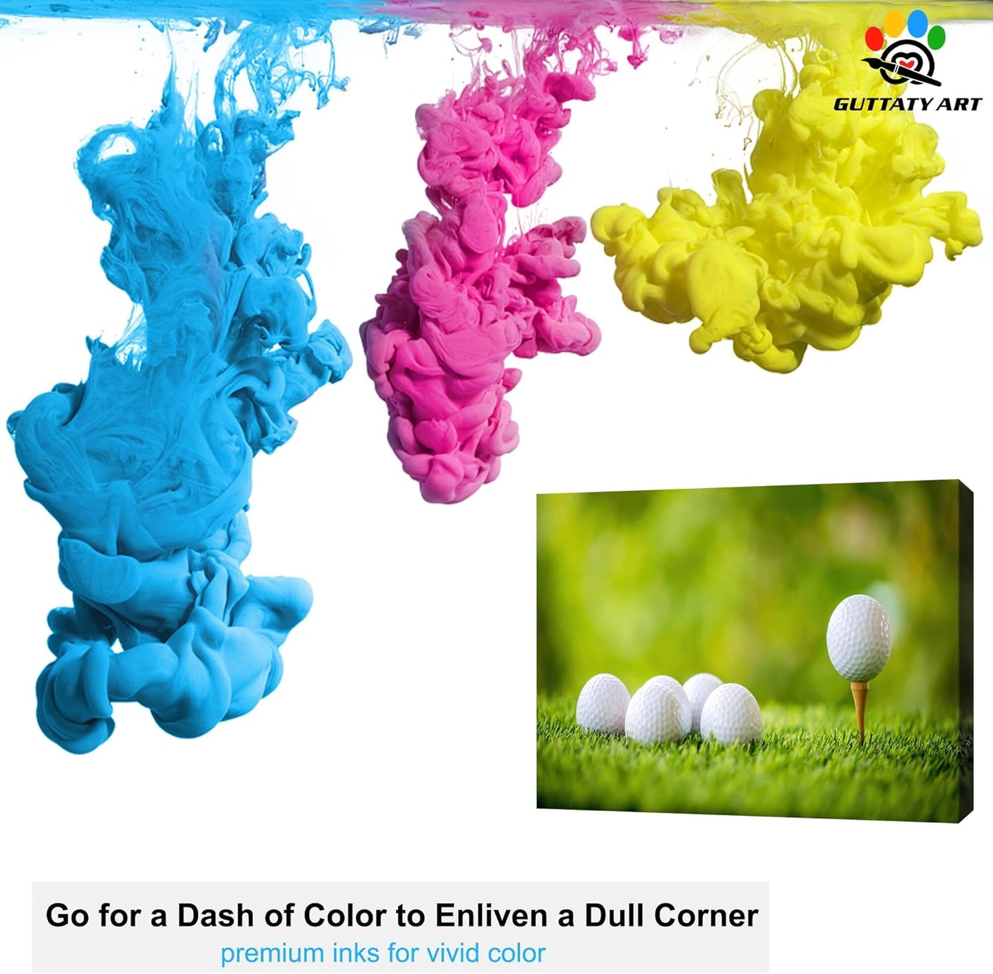 Canvas Wall Art, Golf Wall Art Painting Prints for Living Room Wall Decor, Golf Balls Close Up Detail Poster Picture for Bedroom Decor, Framed Artwork for Office Home Decoration 18x24 Inches