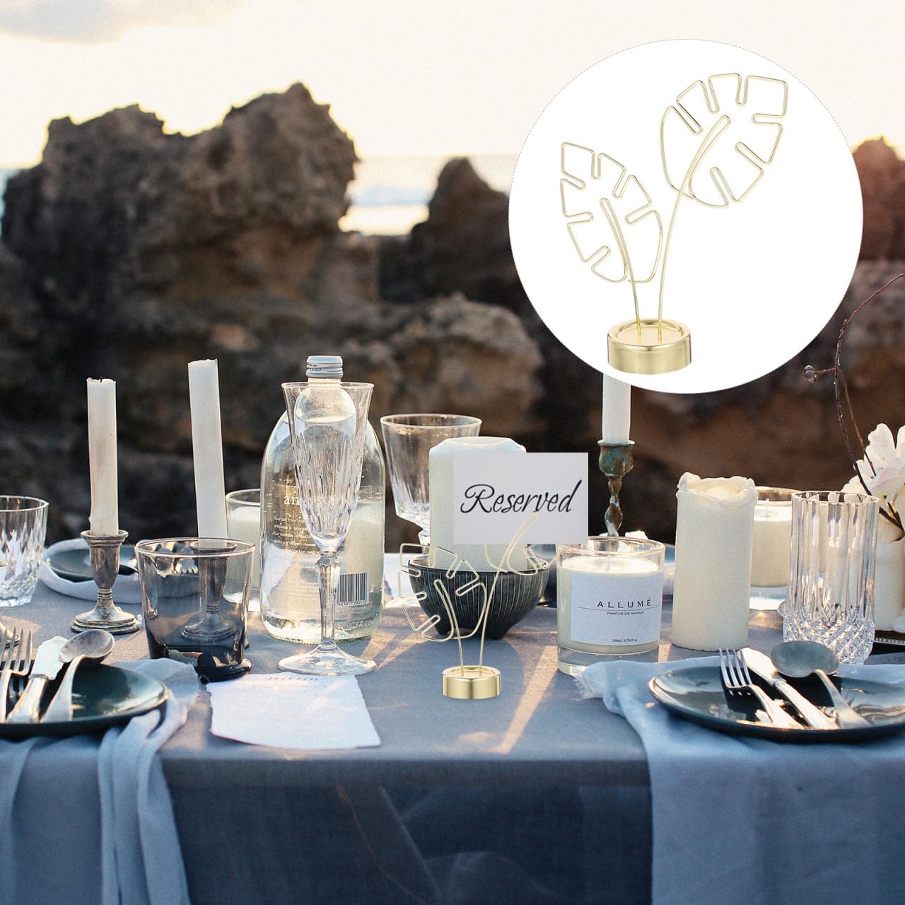 NUOBESTY Gold Card Clip Holder Turtle Leaf Shapes Photo Display Stand Memo Note Message Cards Display Pick Stand for Home Party